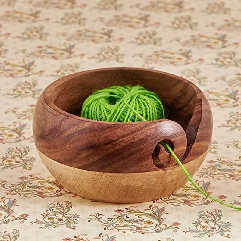 Wooden Yarn Bowl Knitting Bowl Large Crochet Yarn Holder YB02