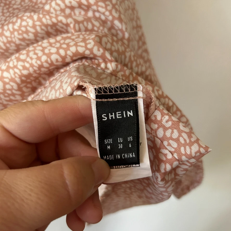 SHEIN 衬衫女式 6 粉色奶油色领带上衣 Coquette 女性微花卉 Y2K — 第 3/4 张图片