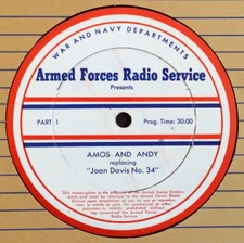 RARE 1946 AMOS N' ANDY 16" RADIO SHOW TRANSCRIPTION DISC HATTIE McDANIEL AND