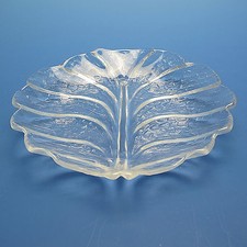 Orrefors Sweden Crystal Salad Plate 8" Eden Leaf Pattern By Lars Hellsten XLNT