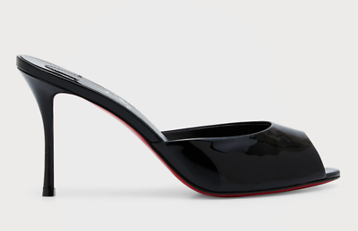 Christian Louboutin Me Dolly 85 Black Patent Backless Sandal Mule