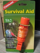 Coghlan's 5 in 1 Survival Aid - Waterproof Box, Flint, Whistle, Luminous Compass