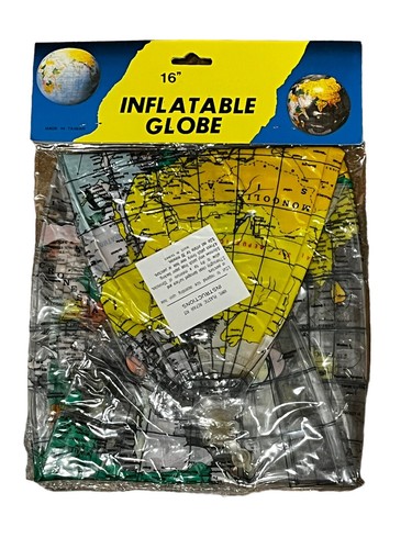 Vintage Inflatable Earth Globe World Map Beach Ball 1990s 16" Clear - Picture 10 of 11