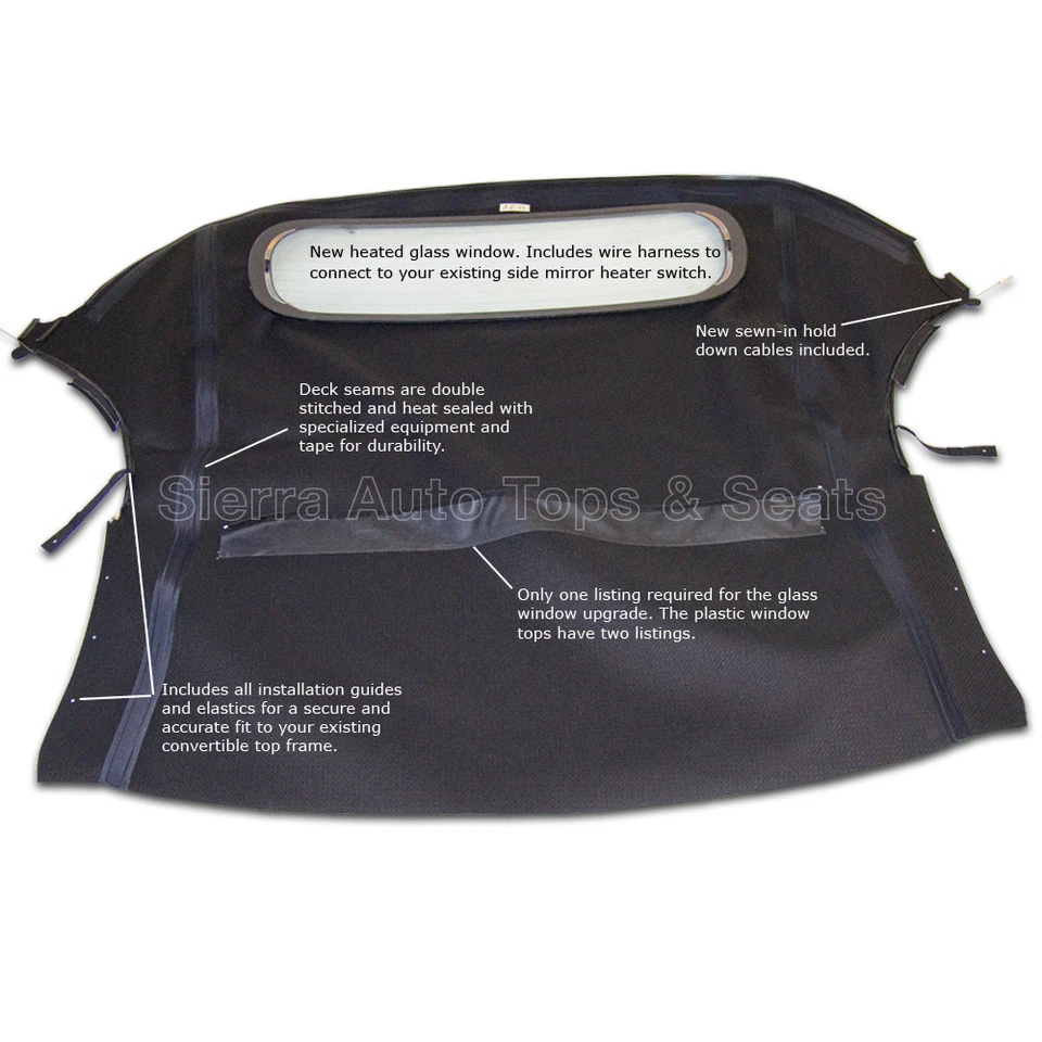 Porsche Boxster Convertible Top 97-02 en tela negra con ventana de cristal Foto 2 de 4