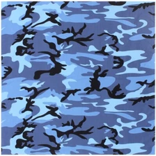New Large Sky Blue Camo - Military Jumbo Bandana 27 In. X 27 In. 100% Cotton