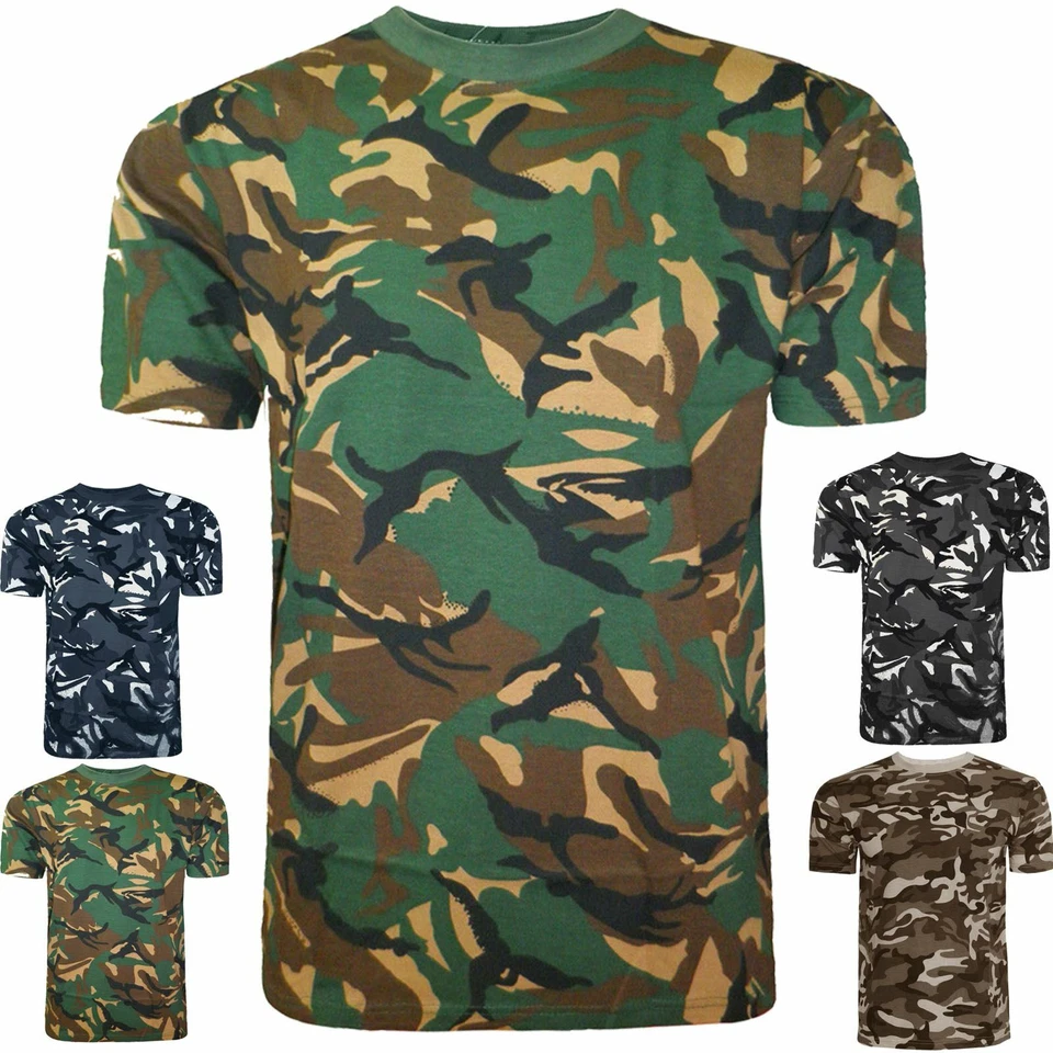 KIDS CAMOUFLAGE T SHIRT ARMY COMBAT MILITARY FISHING HUNTING TOP VEST 3-14 YEARS