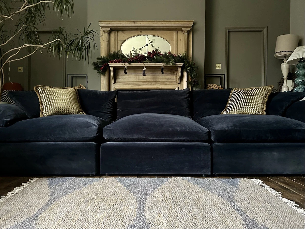 Loaf Cuddlemuffin Modular Sofa Large in Liquorice Blue Clever Velvet New Other