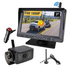 Magnetic Solar Wireless Backup Camera  7'' DVR Monitor No Wiring Rechargeable