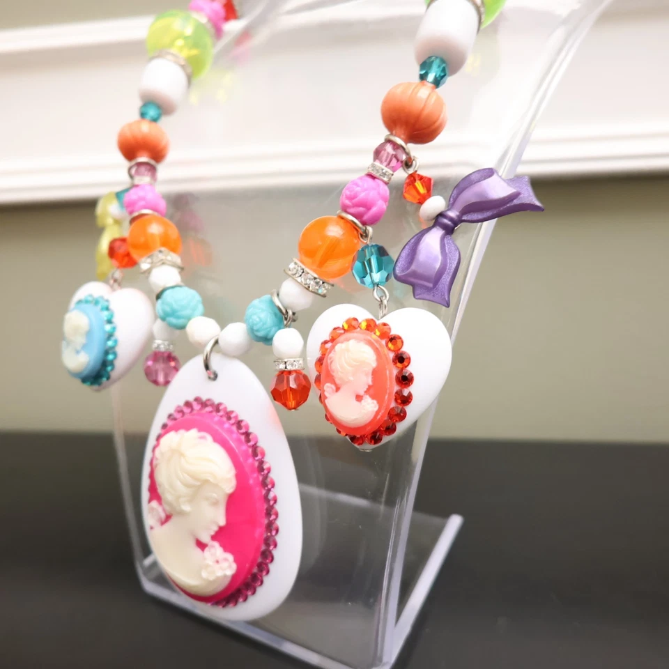 Tarina Tarantino necklace Electro Cameo neon portrait stations Swarovski beads - Image 3 of 4