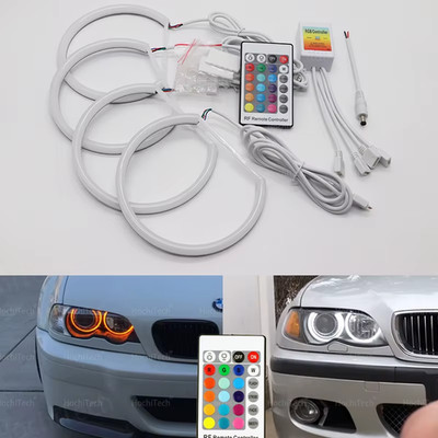 LED Angel Eyes Heiligenschein Ringe 16 Farben RGB DRL Switchback Steuerung