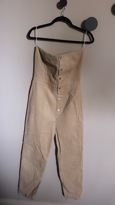 Beige Tube Top Corduroy Jumpsuit Women s Large