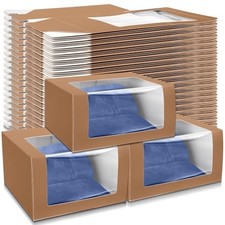 Pcs Gift Boxes with Window Display Clear for Baseball Cap Paper Fold 50 Brown