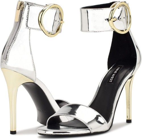 Nine West Women's Mova Heeled Sandal 8, Silver