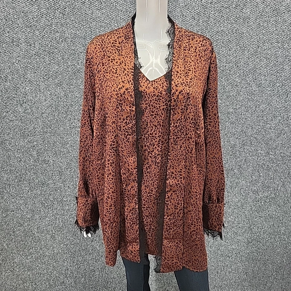 Blusa Top Dennis Basso Estampada Texturizada Satén con Encaje 26W Plus Camisa Talla 3X Foto 4 de 4