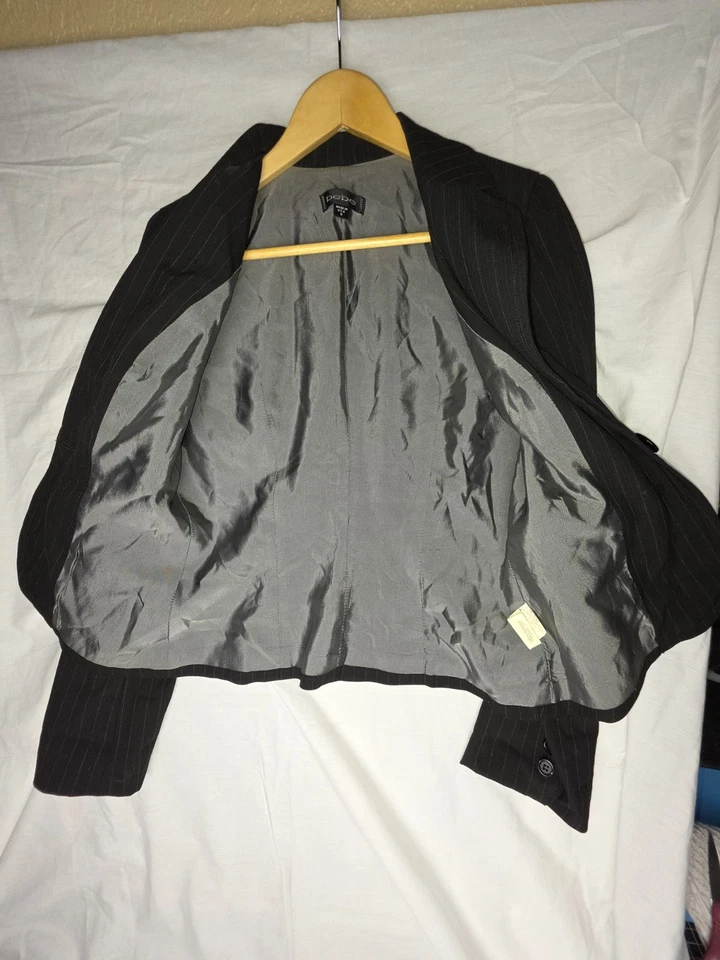 Blazer Bebe a Rayas Empresarial Carrera Chaqueta Botón Delantero Negro Talla Desconocida Foto 4 de 4