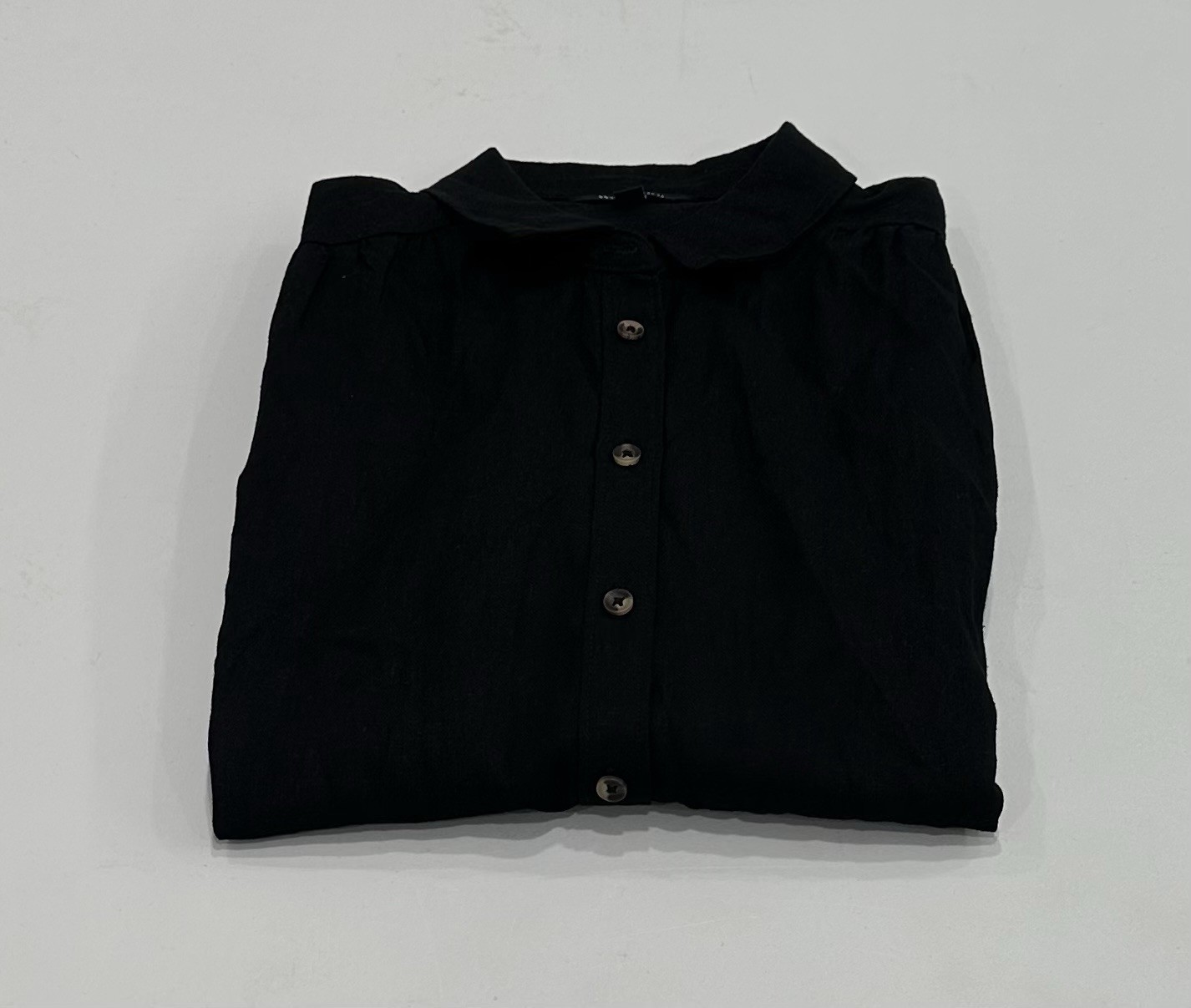 Well Worn Women’s Linen Blend Casual Pockets Dress, Black, Size S