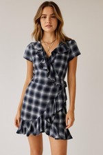 Denim & Supply Ralph Lauren Women’s Plaid Ruffle Wrap Mini Dress Sz Small Preppy