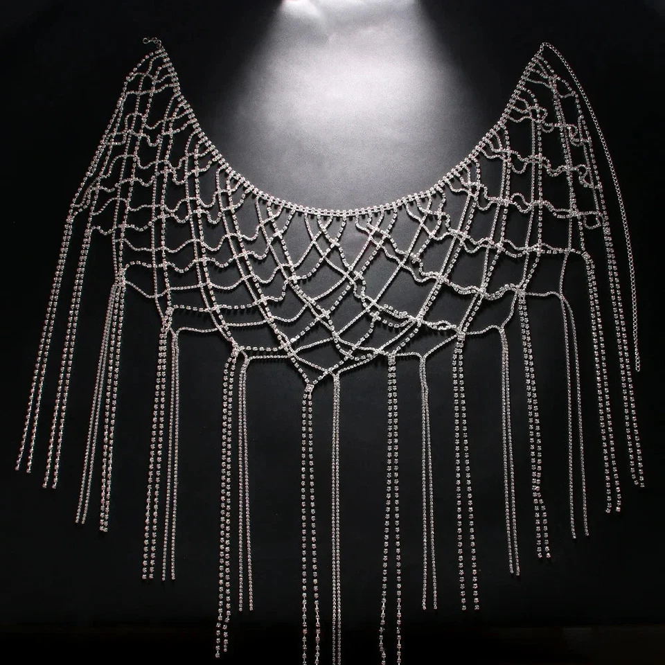 Faldas borla estrás bikinis accesorios club nocturno sexy cadena corporal joyería Foto 2 de 4