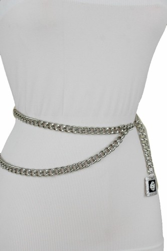 Women Hip Hop Fashion Belt Hip Waist Silver Metal Chain Lion Head Charm M L XL - Picture 24 of 24