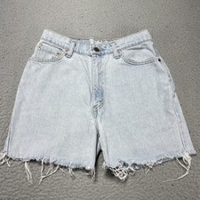 Vintage Levi's 512 Shorts Womens 29 Blue Denim High Rise Cutoff Frayed Hem 90s