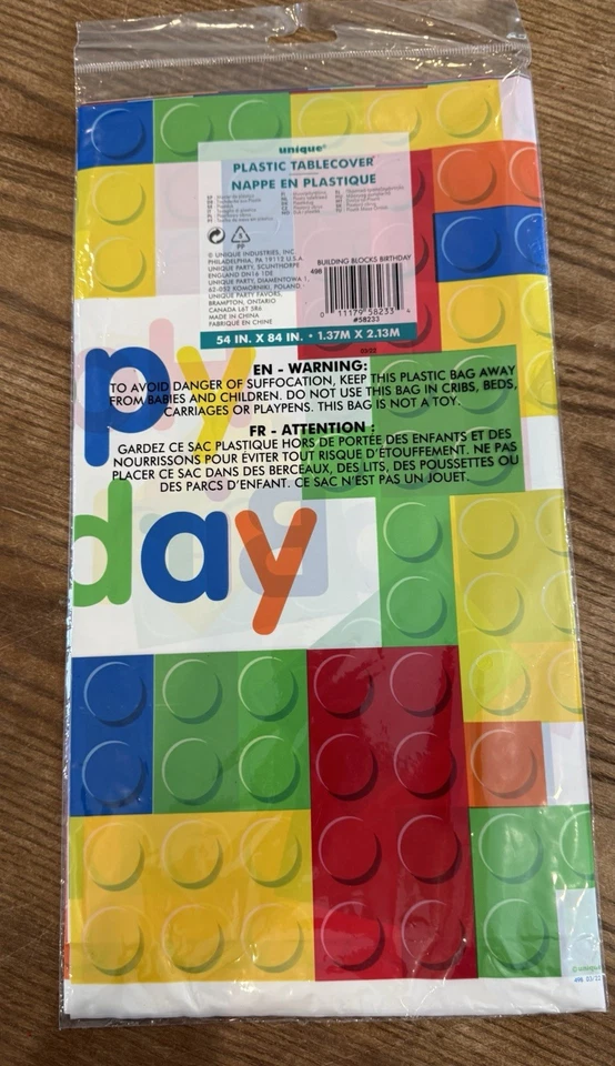 1 mantel/mantel de fiesta 54 pulgadas x 84 pulgadas feliz cumpleaños y legos - A2000 Foto 2 de 2