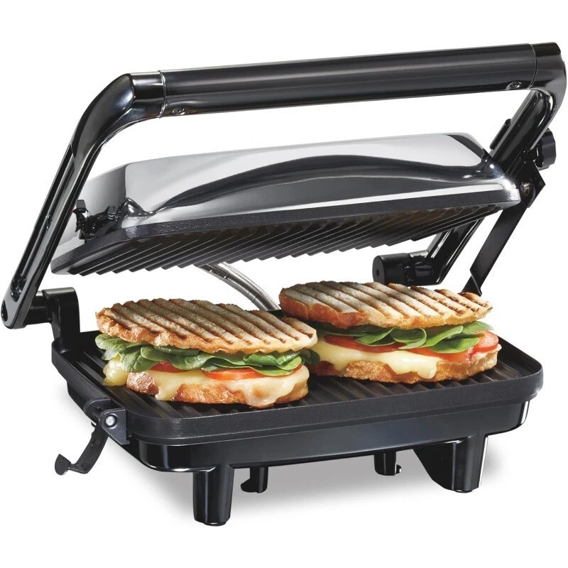 Panini Press Sandwich Maker & Electric Indoor Grill with Locking Lid Nonstick
