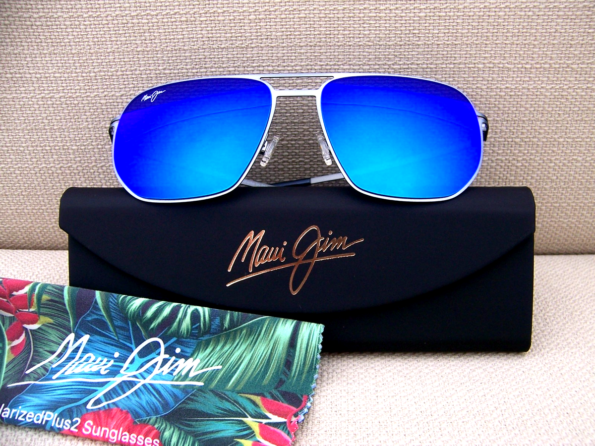 NWT* MAUI JIM SHARKS COVE Dove Grey & Blue Hawaii Polarized