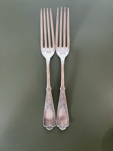 Wedding Cake Forks MR & MRS | Antique Silver Plated Rogers&Bro SET of 2 Forks