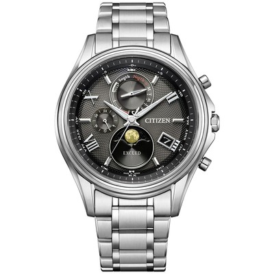 Unbenutzte CITIZEN EXCEED Eco-Drive BY1020-61E Schwarz Solar Mondphase Herren...