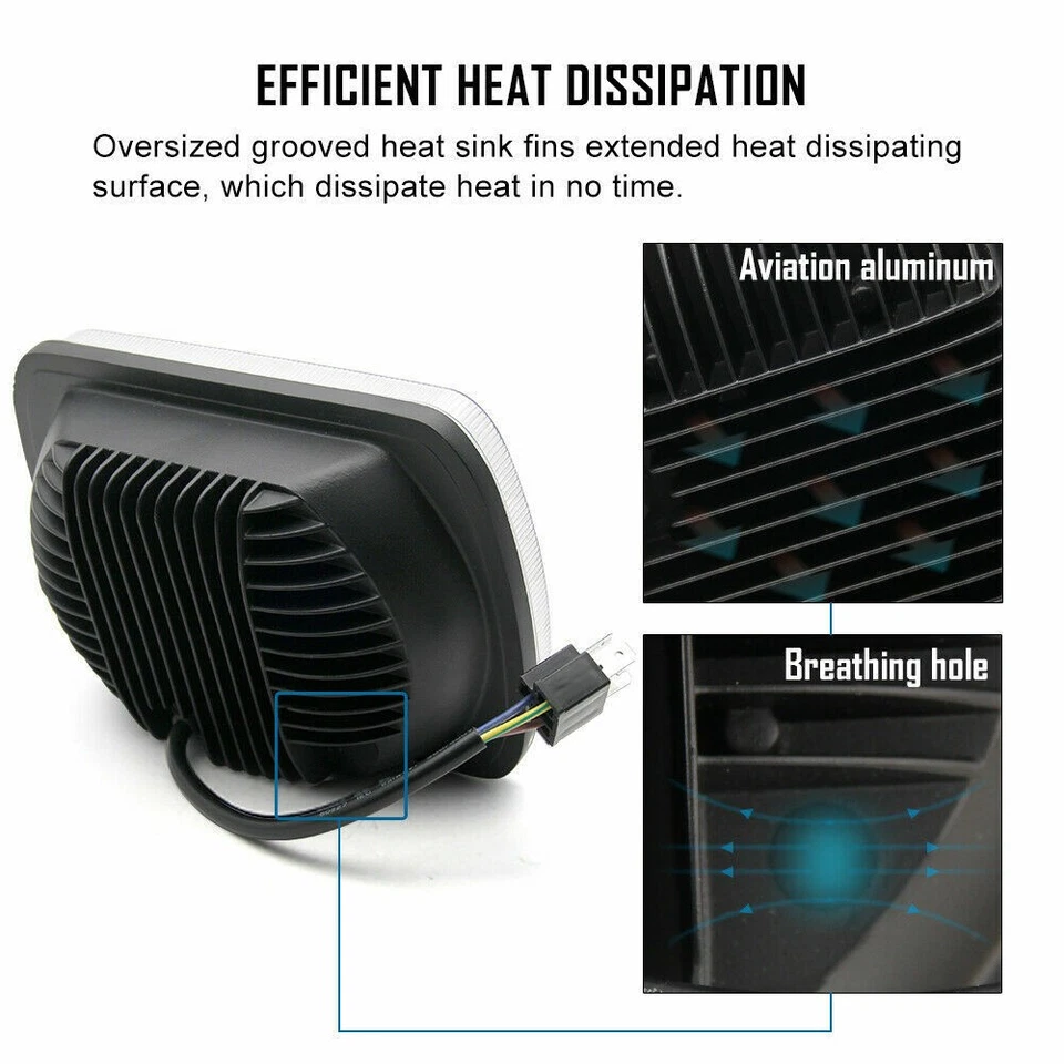 Par de faros LED H6054 de 7x6" 5x7" para Ford F-600 1980-1994 DOT Foto 3 de 4