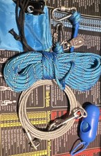 50ft Dog Tie Out Cable Runner for Backyard, Blue
