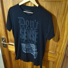 PHILIPP PLEIN T-shirt Mens DON'T MAKE SENSE MAKE MONEY Slim Fit Black Size L