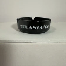 Vtg Franco’s Black Glass Ashtray Restaurant Bar Club Memorabilia MCM 1960’s