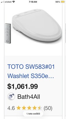 TOTO SW583-01 S350E Luxury Bidet Toilet Seat NEW!