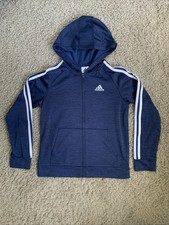 Adidas youth medium navy blue full zip hoodie sweatshirt long sleeve
