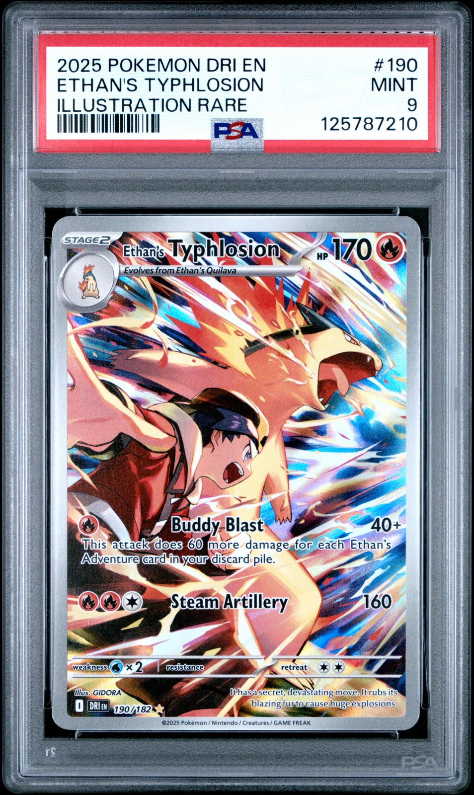 2025 POKEMON DRI EN-DESTINED RIVALS ILLUSTRATION RARE ETHAN'S TYPHLOSION PSA 9