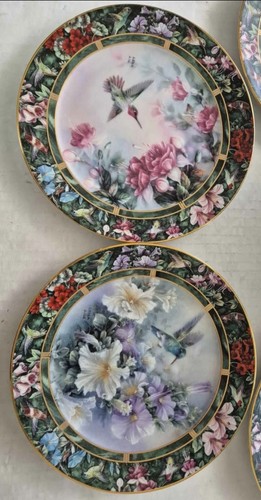 Lena Liu's Hummingbird Treasury 7 Collector Plates W S George Porcelain 7 3/4" - Picture 4 of 8
