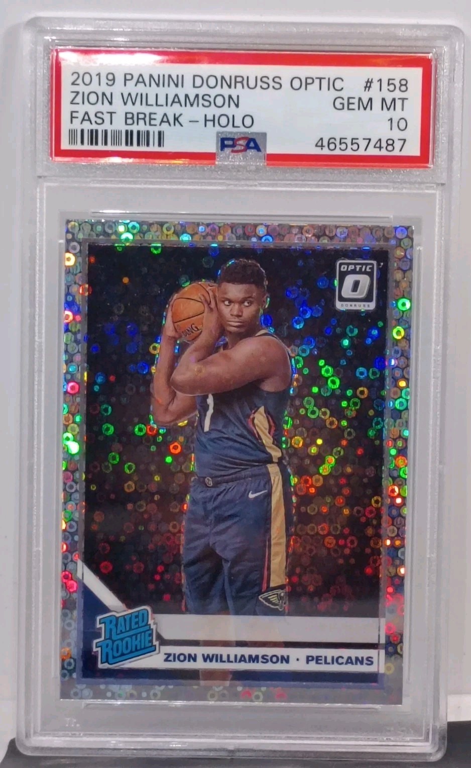 2019 Donruss Optic Zion Williamson Rated Rookie Fast Break Holo RC #158 PSA 10