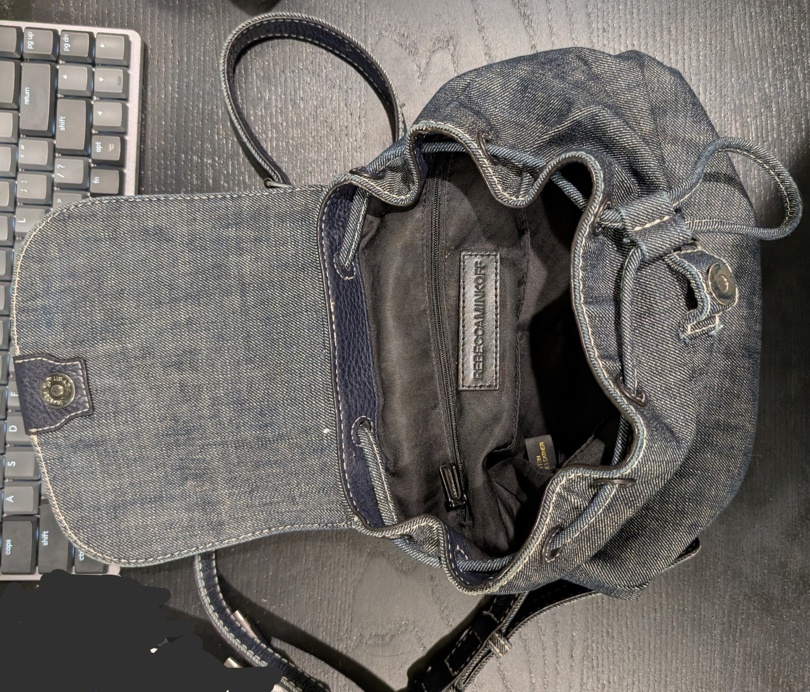 Rebecca Minkoff Denim Sofia Drawstring Backpack U… - image 3