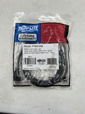 New Tripp Lite P566006 6' Digital Monitor Adapter M/M HDMI to DVI-D Cable