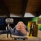 Vintage 1997 Kenner Star Wars POTF Jabba the Hutt & Han Solo W/ Gun Figure