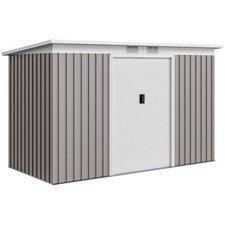 Outsunny 9 x 4FT Metal Garden Storage Shed w/ 2 Door, Light Grey