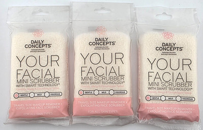 3x Daily Concepts Your Facial Mini Scrubber Travel Make-up Remover & Exfoliating