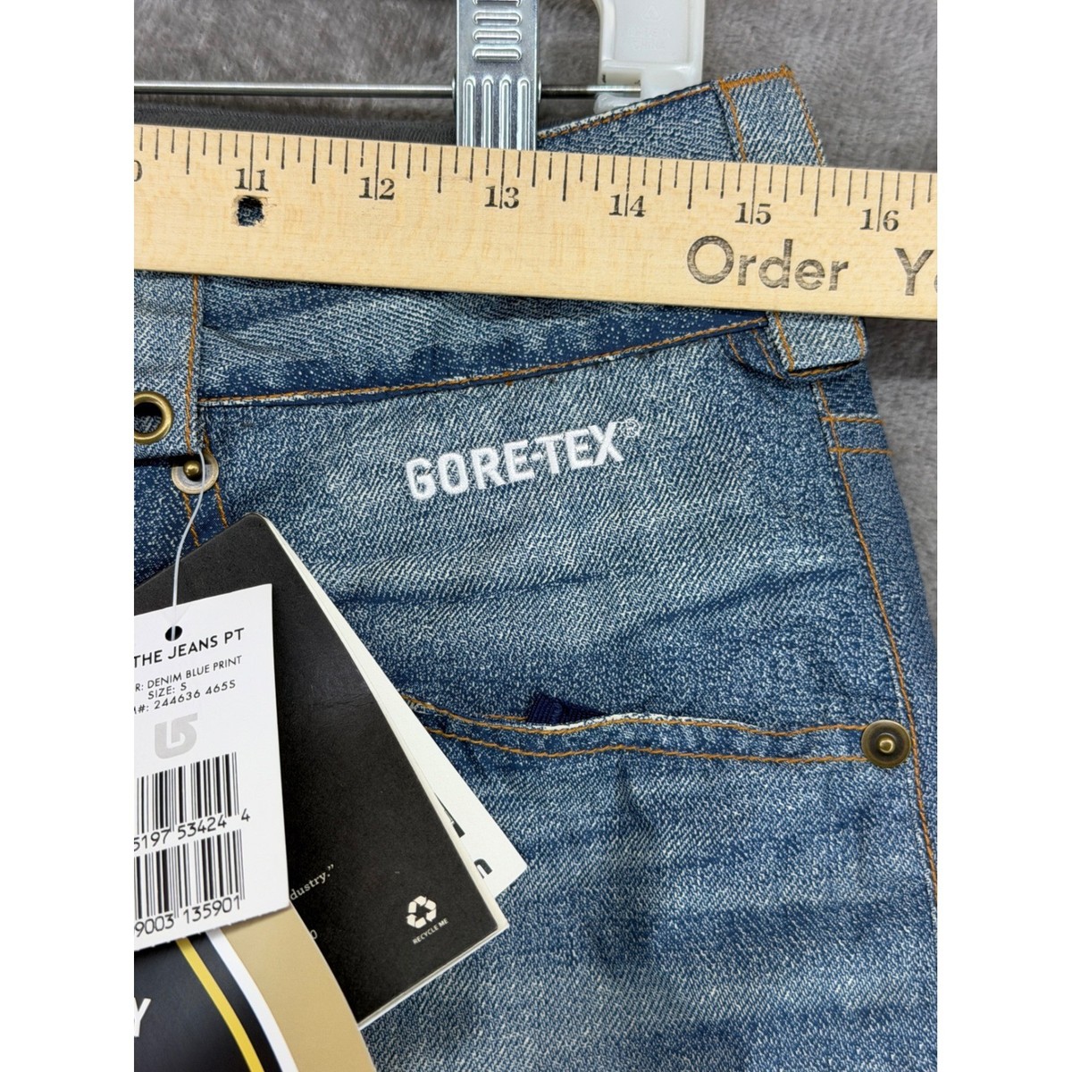 Burton The Jean Gore-Tex Snowboard Pants Womens S Denim Blue Print