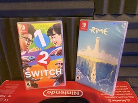 Nintendo Switch HAC-001 Bundle w/ Games SD Card Dock Neon Joy-Cons CIB Very Good