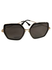 Vintage Retro Sunglasses Black Gold Frame Big Frame Jackie O