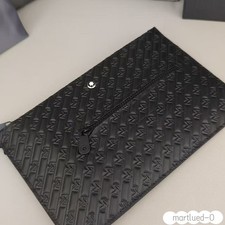 Montblanc Herren Clutch schwarz geprägtes Logo Leder Umschlag 28*18*0,5 cm