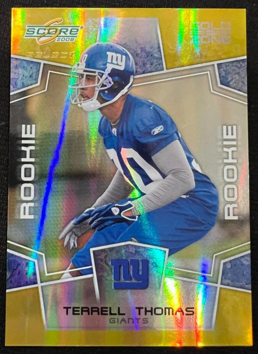 TERRELL THOMAS 2008 Score Select Gold Zone #379 Rookie Card RC #12/50 NFL Giants