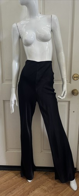 #ad SOPHIE RUE NWT Black SATIN BELL High Rise Flared Leg Pull On Pants Sz M TALL $90.99
