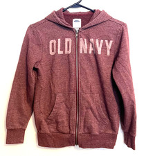 Old Navy Hooded Sweatshirt Hoodie Jacket Full Zip Heather Wine Youth Large 10/12